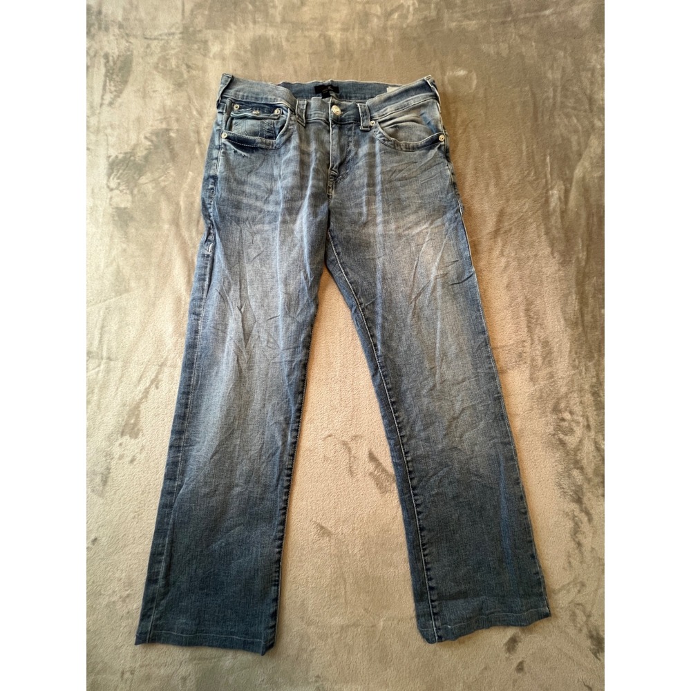 True Religion Ricky Relaxed Straight Jeans Mens 32 Blue Flap Pocket